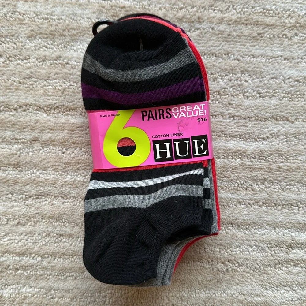 2 Sets of 6 Pairs Each of HUE Womens Cotton Sneaker Liner No Show Socks